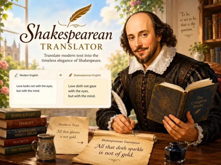Free Shakespearean translator — convert modern text to Shakespearean English