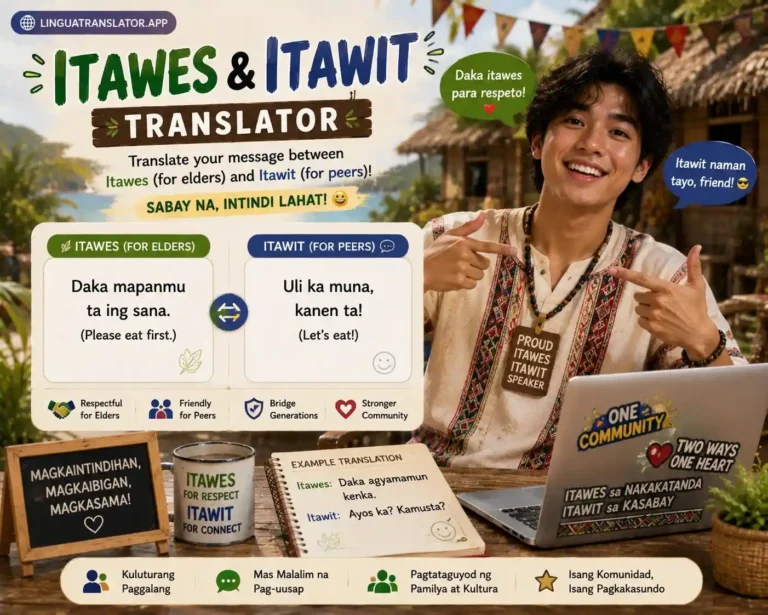 Itawes and Itawit language translator — English to Itawes translation tool