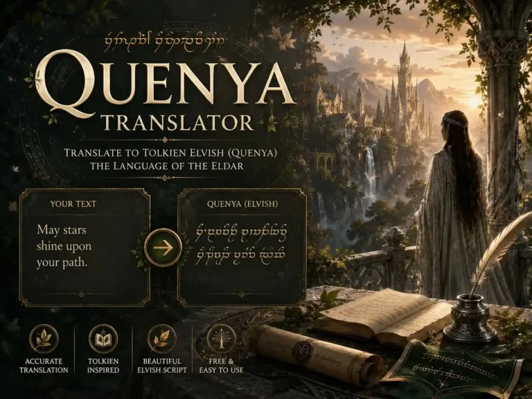 Free Quenya translator — English to Tolkien High Elvish conversion tool