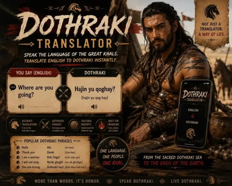 Free Dothraki translator — convert English to Dothraki Game of Thrones language